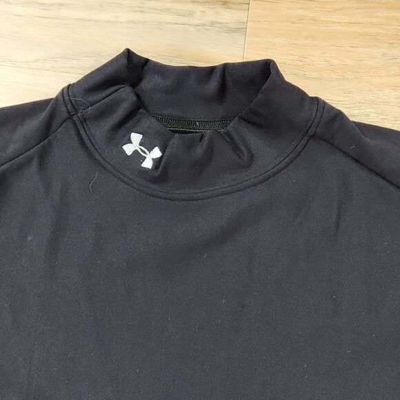 🔺️Under Armour Black Cold Gear High Neck Long Sleeve Top Large - Picture 3 of 8
